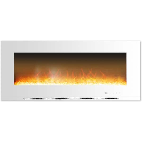 Cambridge Metropolitan 56 in. Wall-Mount Electric Fireplace in White with Crystal Rock Display