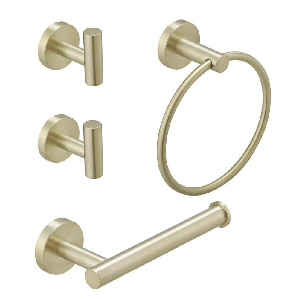 Brushed Gold Stainless Steel 4-Piece Bathroom Hardware Set