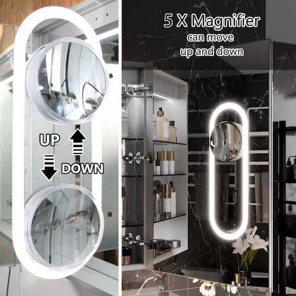 24 in. W x 36 in. H Rectangular Aluminum Medicine Cabinet with Mirror