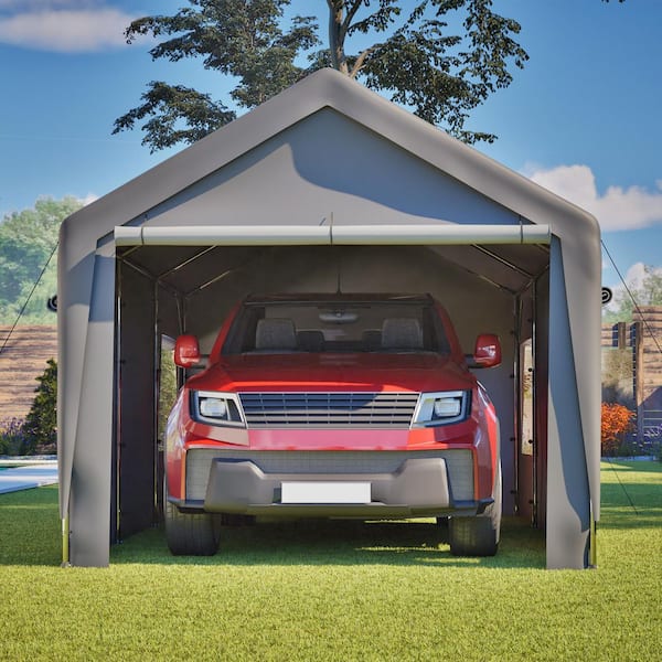 10 ft. x 20 ft. Heavy-Duty Outdoor Portable Garage Ventilated Canopy Carports Car Shelter in Gray