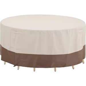 Waterproof Patio Furniture Cover Outdoor 420D Silver-coated Round Table Cover 96 in. Dia x 23 in. H Beige Coffee