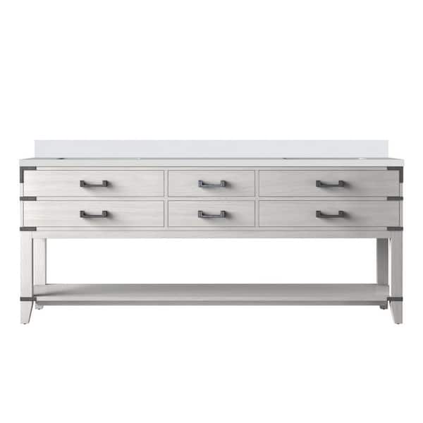 Irvington 80 in. W x 22 in. D White Oak Double Bath Vanity with Cultured Marble Top