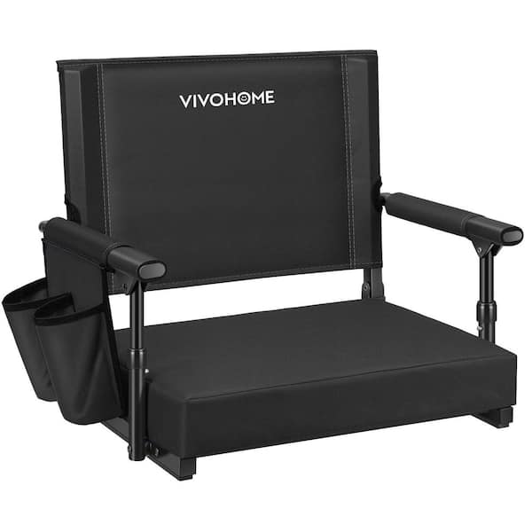 Portable Black Stadium Seat with Back Support and Cushion
