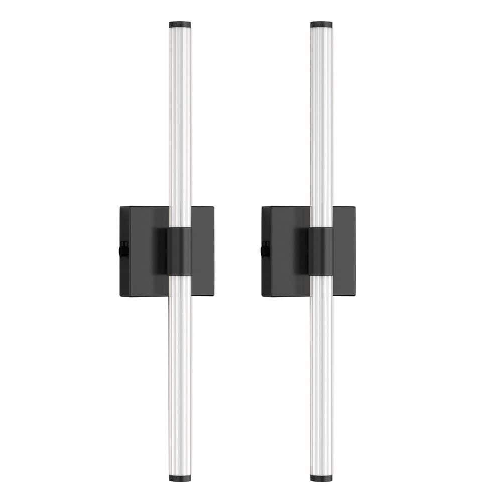 24 in. Black 1-Light LED Wall Light Set for Bedroom, 3000K Rechargeable Dressing Table Light Strip (2-Pack) price history on PriceWatchPro