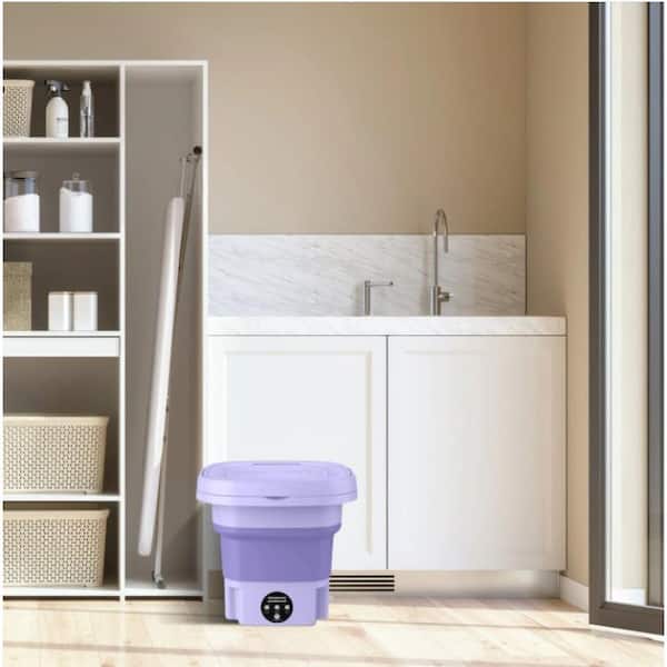 0.28 cu ft. Portable Top Load Washer in Purple with Detachable Drain Basket 3 Modes for Underwear, Socks, Baby Clothes
