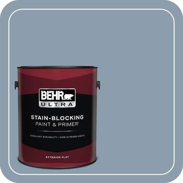 BEHR ULTRA 1 gal. #ICC-65 Relaxing Blue Flat Exterior Paint & Primer