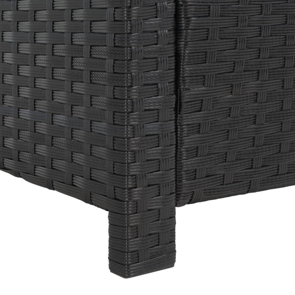Vellor Black and Light Grey Wicker 4-Piece Patio Conversation Set
