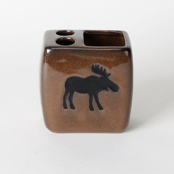 Saturday Knight Silhouette Wildlife Free Standing Toothbrush Holder in Brown