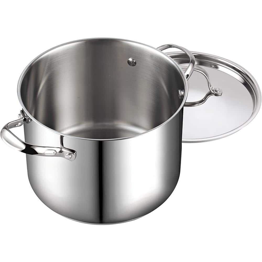 12-Quart Silver Stainless Steel Stockpot with Lid