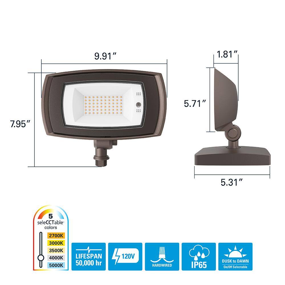 Bronze Outdoor Integrated LED Floodlight with Remote Control