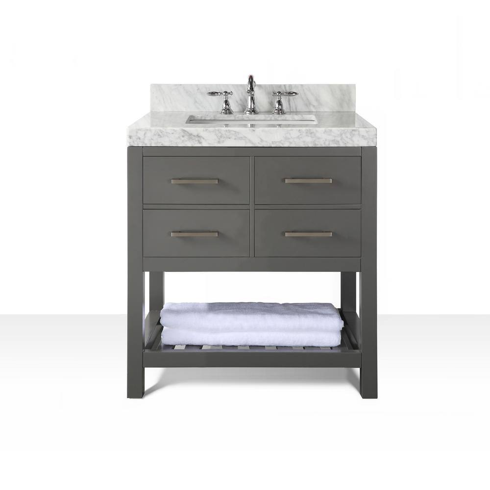 Sapphire Gray 36'' Single Bathroom Vanity with Carrara Marble Top