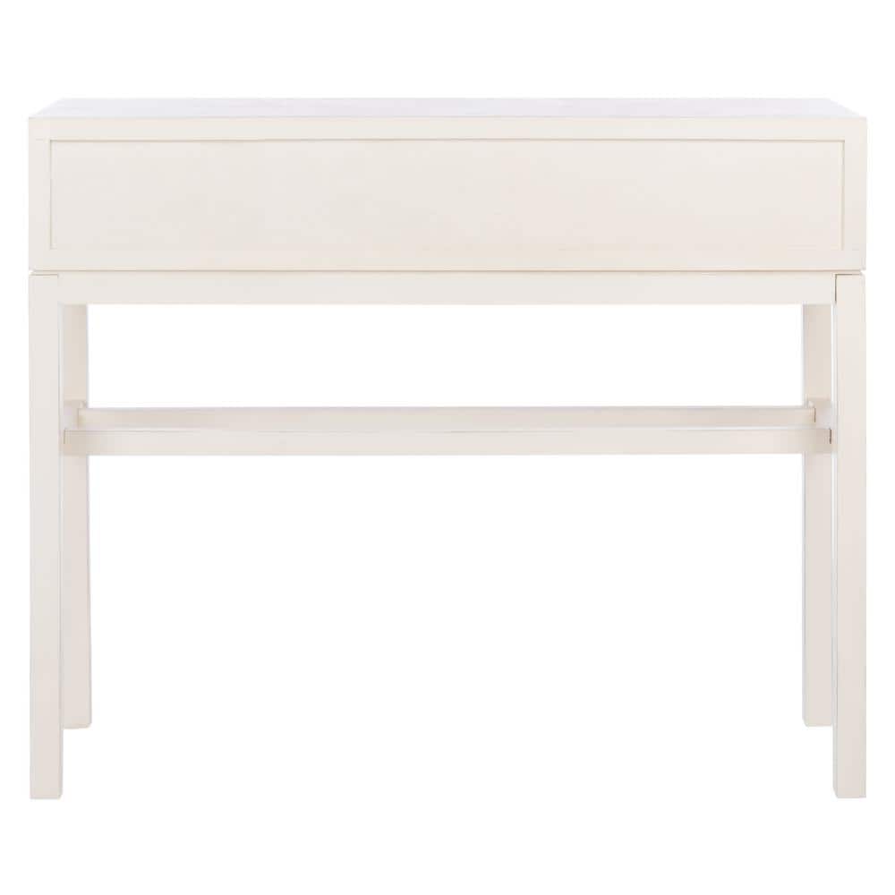 Ajana Distressed White & Honey Brown Chevron 2-Drawer Console Table
