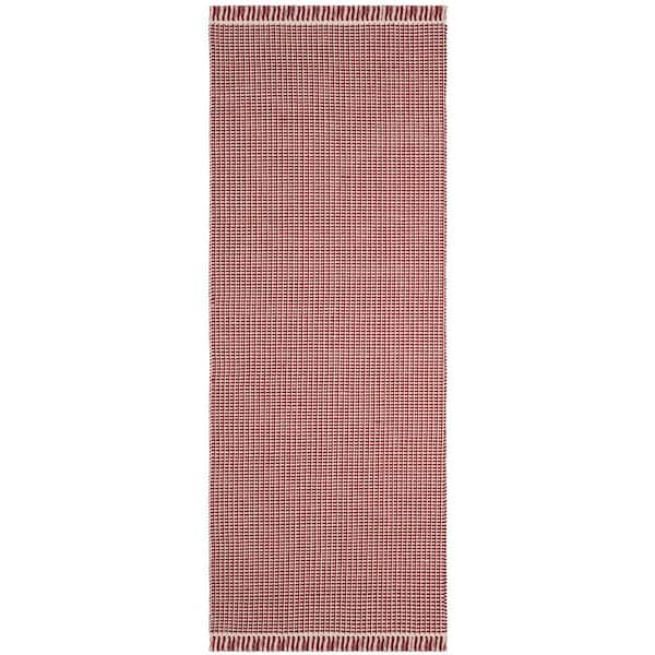 SAFAVIEH Montauk Ivory/Red 2 ft. x 14 ft. Multi-Striped Solid Color Runner Rug