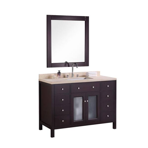 Design Element Venetian 48 in. W x 22 in. D Vanity in Espresso with Natural Marble Vanity Top in Beige