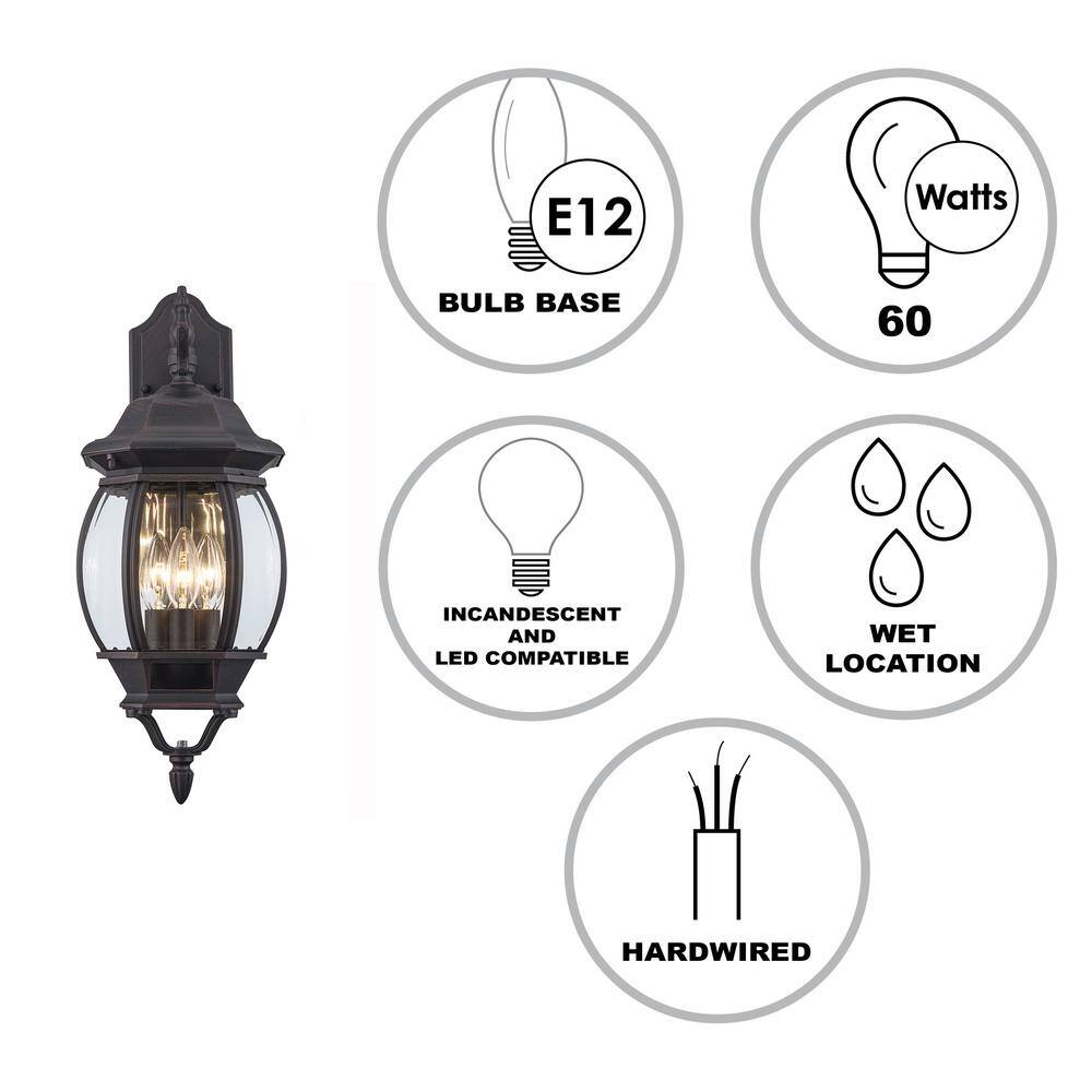 Rustic Tuscany Inspired Brown Lantern Wall Sconce