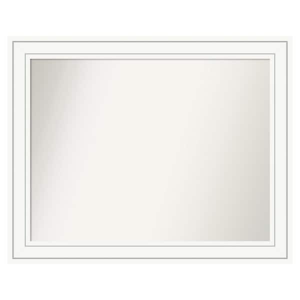 Amanti Art Craftsman White 35 in. x 28 in. Custom Non-Beveled Satin Wood Framed Bathroom Vanity Wall Mirror
