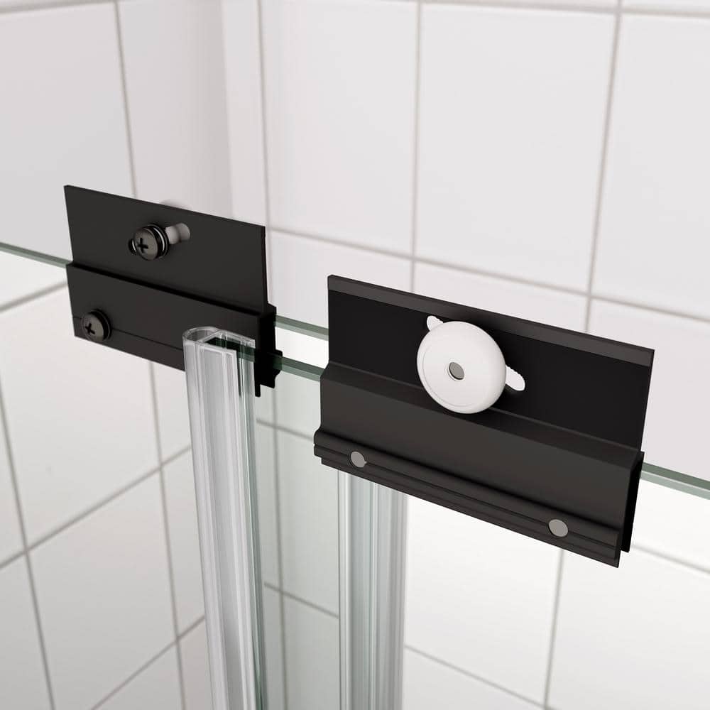 54 in. Matte Black Framed Sliding Shower Door with Clear Glass