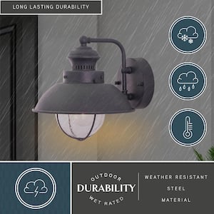 Harwich 1 Light Gray Coastal Barn Dome Outdoor Wall Lantern Clear Glass