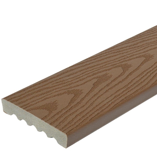 Veranda 1 in. x 5-1/4 in. x 1 ft. Brown Square Edge Capped Composite Decking Board Sample