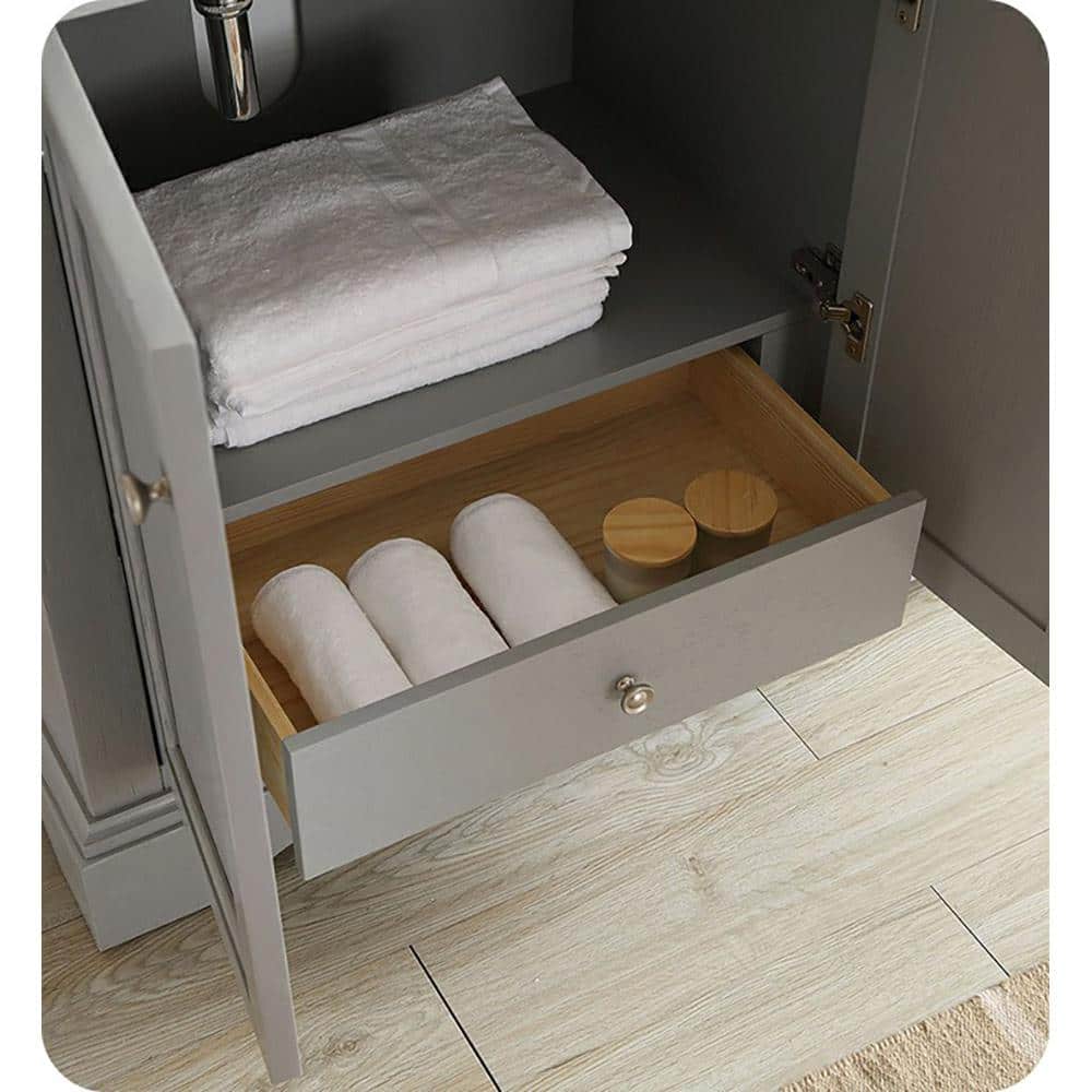 Gray Double Freestanding Wood Bathroom Vanity Cabinet
