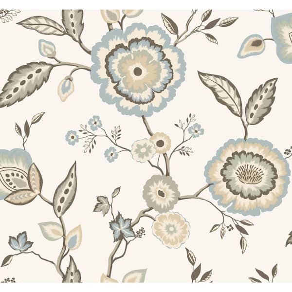 York Wallcoverings Dahlia Blooms Cotton/Sky Multi-Colored Matte Pre-pasted Paper Wallpaper 60.75 sq. ft