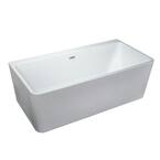 55 in. Acrylic Freestanding Flatbottom Non-Whirlpool Soaking Bathtub in White