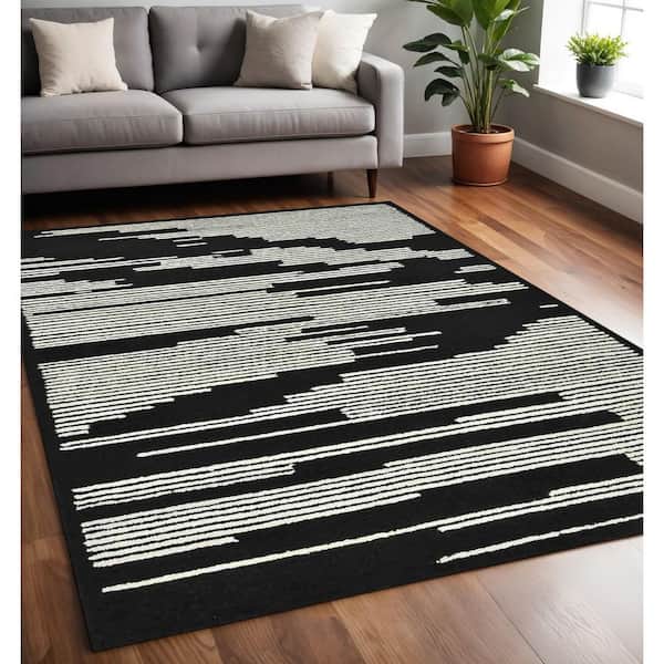 5 ft. x 8 ft. Multi-Colored Wool Abstract Hand Hooked Area Rug