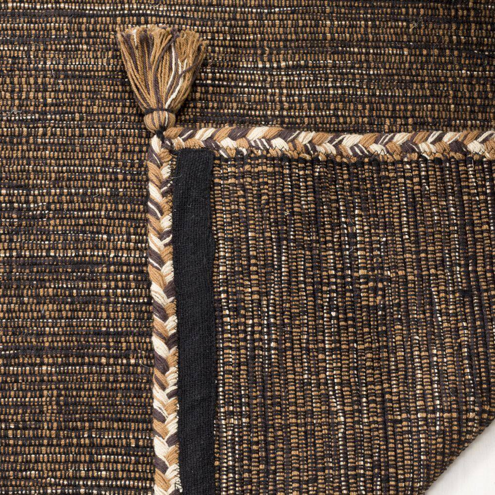 Coastal Charm Black and Off-White Cotton Square Area Rug