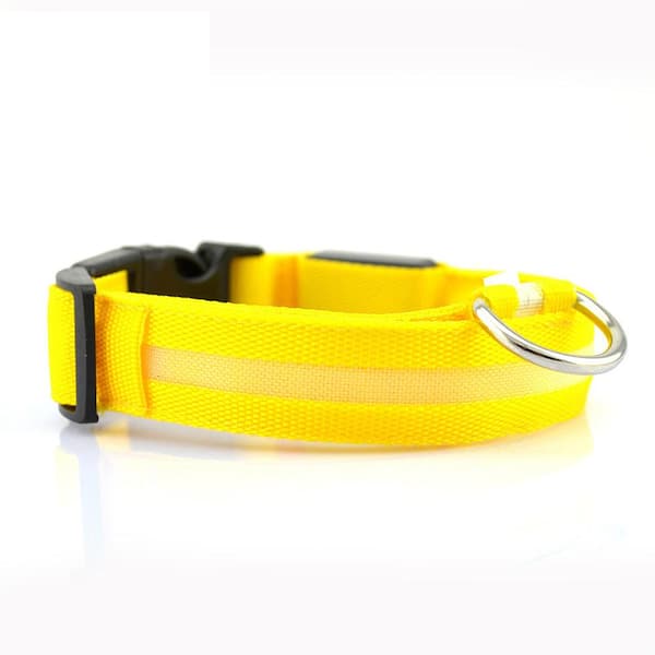 WOOF WHITE 3 SET DOG COLLAR, HARNESS & LEASH, YELLOW, ADJUSTABLE, FAST SHIP!