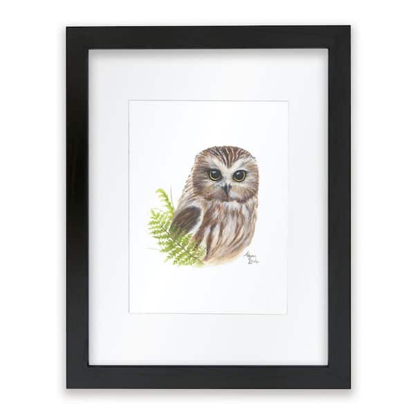 Unbranded Woodland Littles 2 "Owl" by Alyssa Lewis Individual Black Framed with Mat Animal Art Print 24 in. x 18 in.
