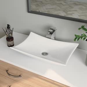 DeerValley Prism Rectangle Ceramic Solid Surface Vessel Sink in White, Faucet not Included
