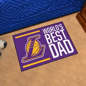 Los Angeles Lakers Purple 1.5 ft. x 2.5 ft. Starter Area Rug World's Best Dad Starter Mat