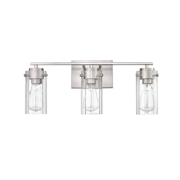 Millennium Lighting Serena 21.5 in. 3-Light Brushed Nickel Vanity-Light with Clear Ribbed Glass