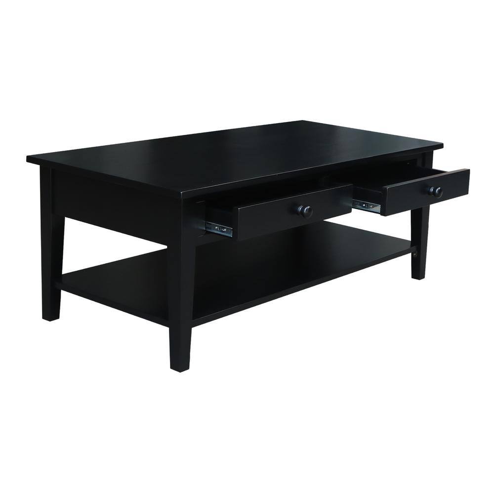 Spencer 54'' Black Parawood Rectangular Coffee Table with Storage
