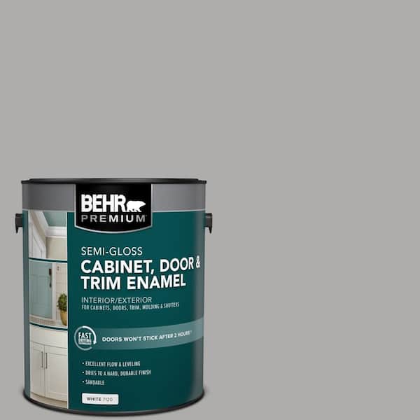 BEHR PREMIUM 1 gal. #N520-3 Flannel Gray Semi-Gloss Enamel Interior/Exterior Cabinet, Door & Trim Paint