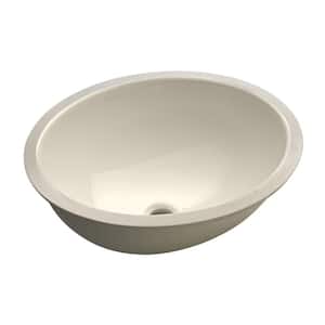 Caxton Vitreous China Undermount Bathroom Sink in Biscuit with Center Drain