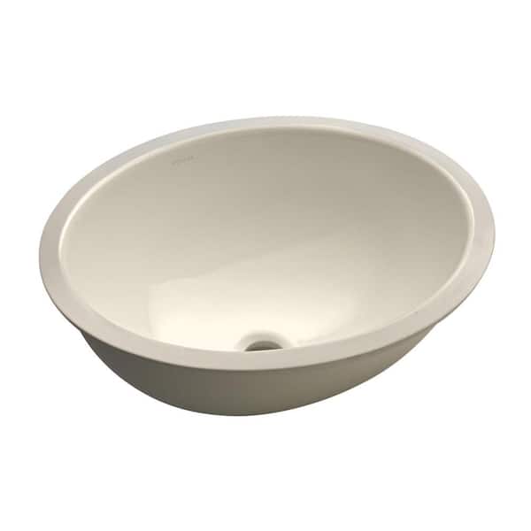 KOHLER Caxton Vitreous China Undermount Bathroom Sink in Biscuit with Center Drain