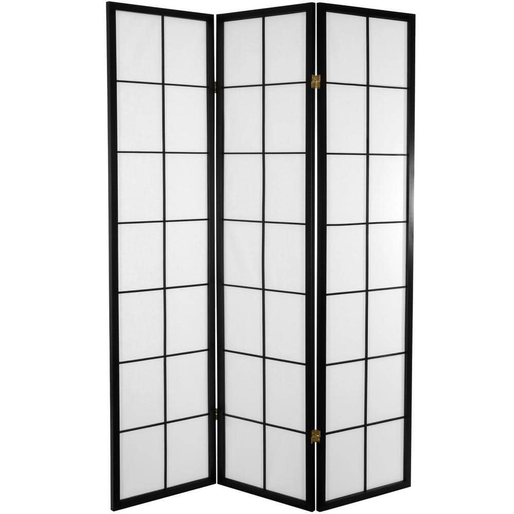 RED LANTERN 6 ft. Black 3-Panel Japanese Room Divider SSFWSC04-3P