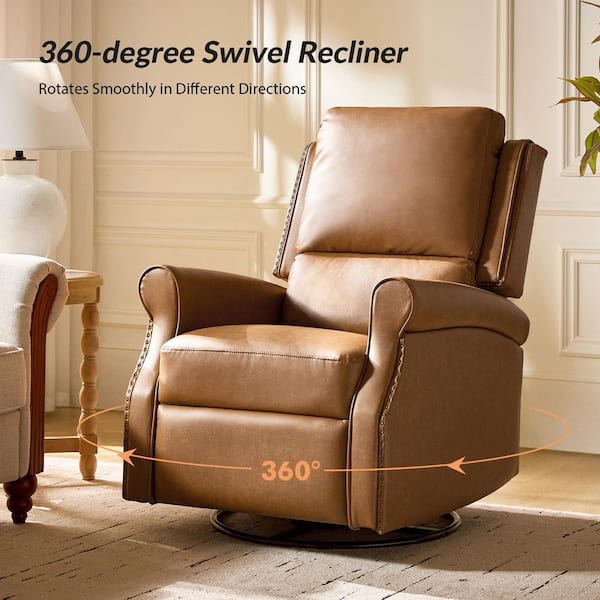 JAYDEN CREATION Jazm Camel Faux Leather Swivel Rocker Manual