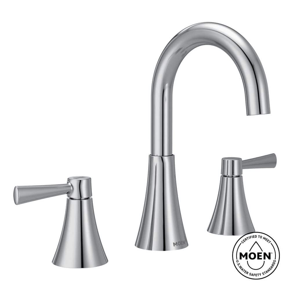 MOEN Ronan 8 in. Widespread 2-Handle Curved Bathroom Faucet in