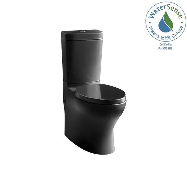 KOHLER Persuade Circ 2-piece 1.0 or 1.6 GPF Dual Flush Elongated Toilet in Black Black, Seat Not Included