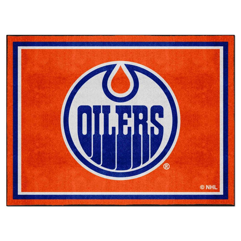 FANMATS Edmonton Oilers 8 ft. x 10 ft. Orange Plush Area Rug 38580