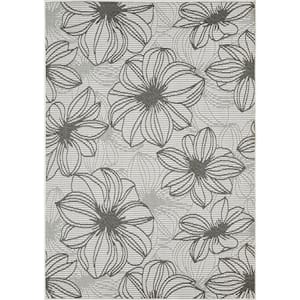 Breyleigh Cerimia Cream 5 ft. 3 in. x 7 ft. 3 in. Floral Polypropylene Indoor/Outdoor Area Rug