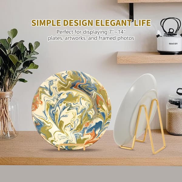 24Kゴールドプレート皿型スタンド 3-Pack Metal Easel Display Stand 6 in. Plate Holder Tabletop