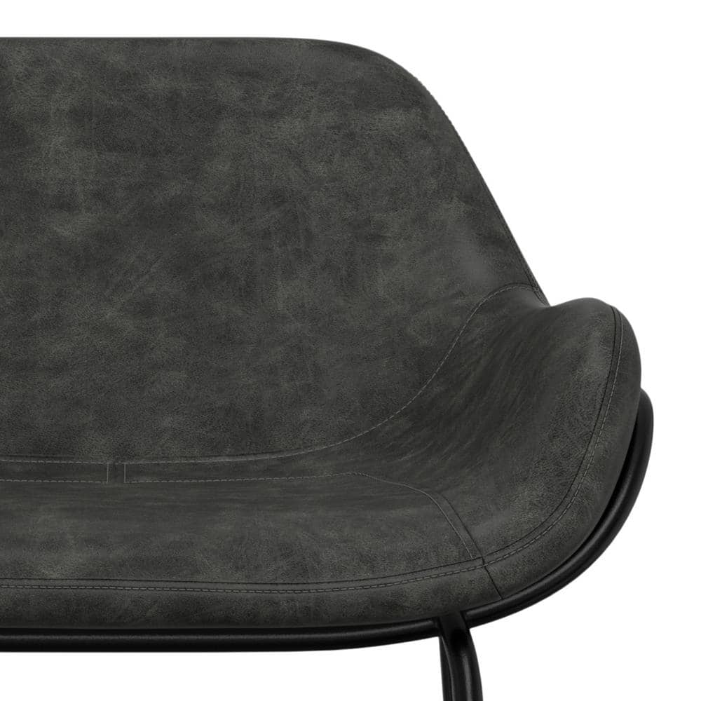 Mira Distressed Slate Grey Faux Leather Bar Stool with Metal Frame