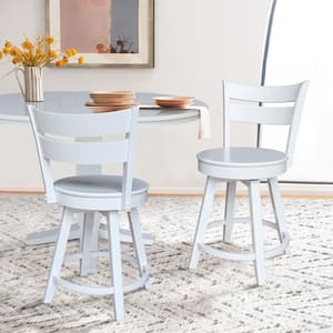 24 in. White Swivel Solid Wood Counter Height Stool