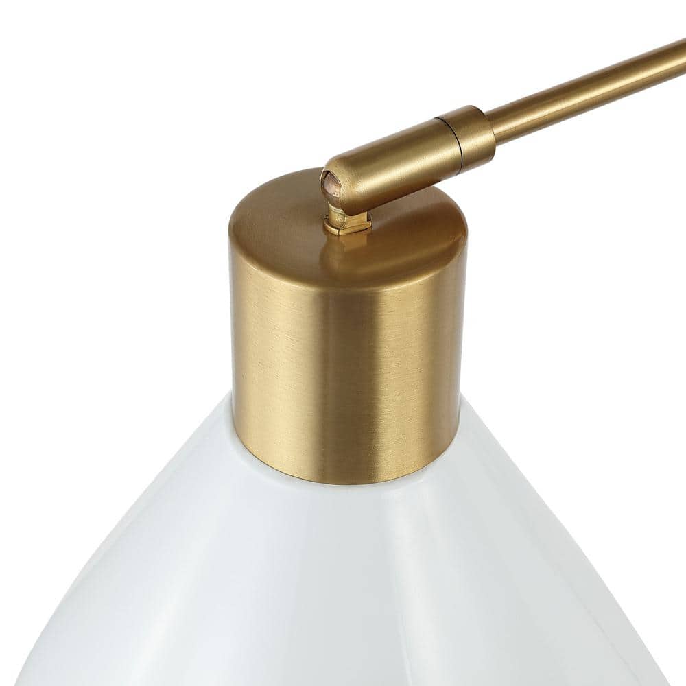 Modern Farmhouse 20.5" White and Brass Gold Iron LED Swing Arm Sconce