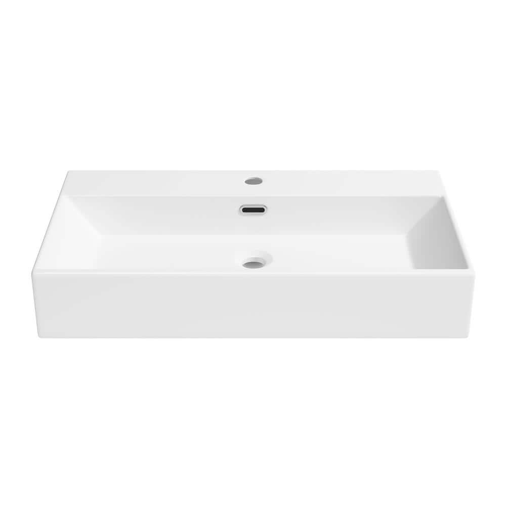 Turner 30" White Ceramic Wall-Mount Rectangular Sink