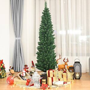 6 ft. PVC Artificial Christmas Tree Holiday Decor Slim Pencil Tree Metal Stand