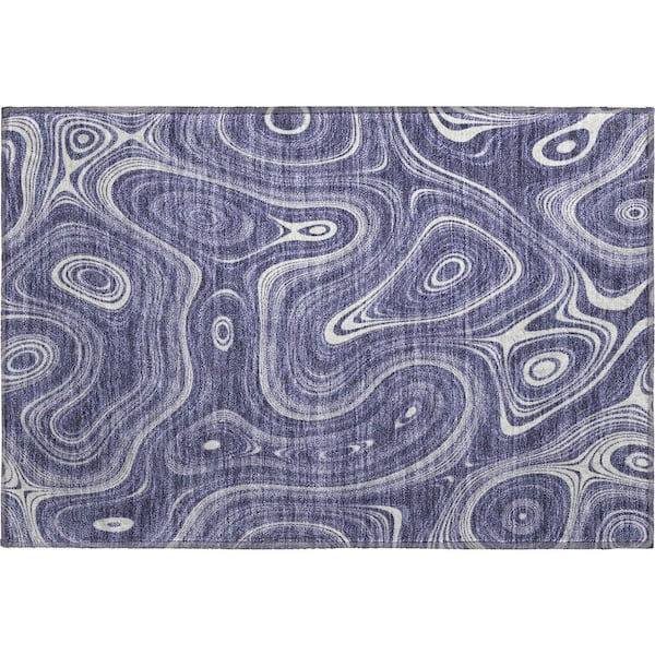 Mayfield Premium Machine Washable Abstract AMF2097 Plum 2 ft. x 3 ft. Accent Rug